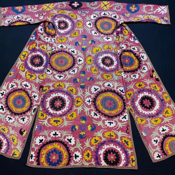 Uzbek chapan Handmade Embroidered Uzbekistan SUZANI Antique Caftan dress Vintag - Picture 4 of 9